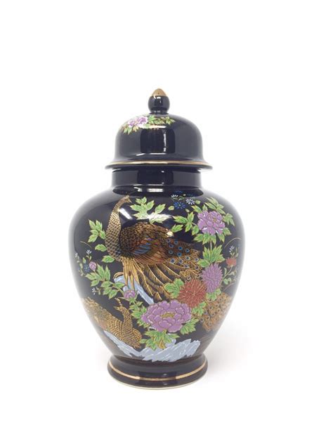 Japanese Interpur Ceramic Lidded Vase Vintage S Etsy