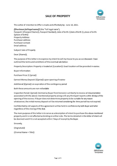 Apartment Offer Letter Template