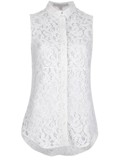 Victoria Beckham Lace Sleeveless Blouse In White Lyst