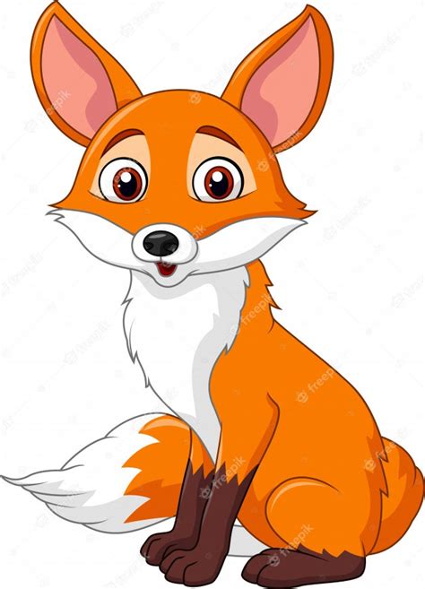 Premium Vector Cute Fox Sitting Isolated On White Background