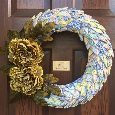 Petal Wreath Folded Fabric Swedish Braid Fabric Wreath