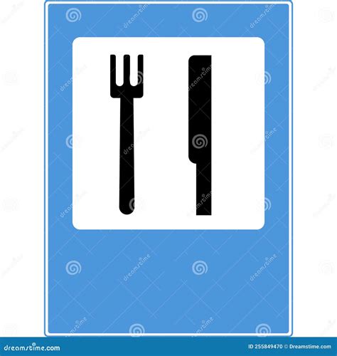 Road Signs Of The Service Food Point Fork Knife Stock Illustration