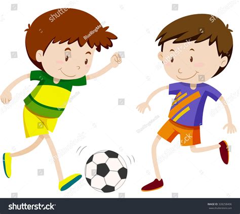 Two Boys Playing Soccer Illustration Stock Vector 328258406 Shutterstock