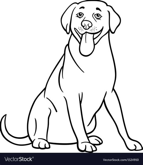 Labrador Retriever Dog Cartoon For Coloring Vector Image