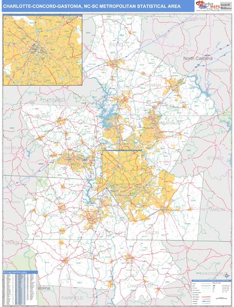 Charlotte Concord Gastonia Metro Area Nc Zip Code Maps Basic