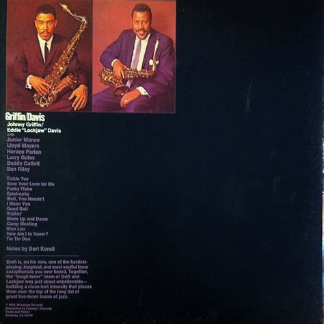 Eddie Lockjaw Davis And Johnny Griffin The Toughest Tenors Vinyl