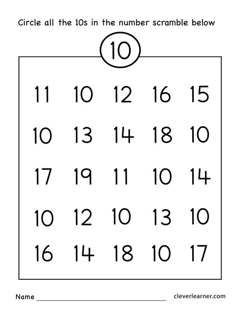 Numbers Worksheet 1 10