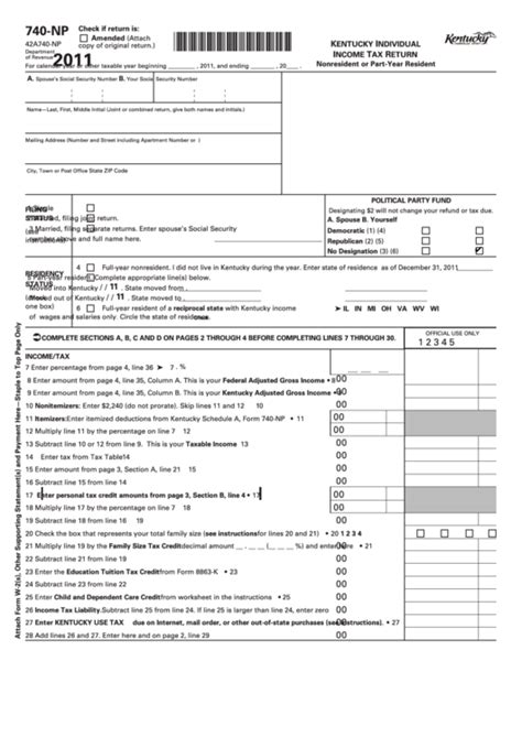 Ky 740 Fillable Form Printable Forms Free Online