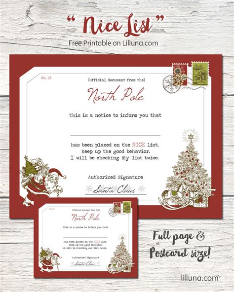 You can add your school's logo and/or name. Nice List Certificate Template Free : Letters from Santa ...
