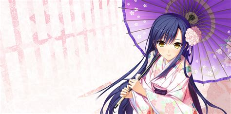 Anime Girls Anime Kimono Umbrella Traditional Clothing