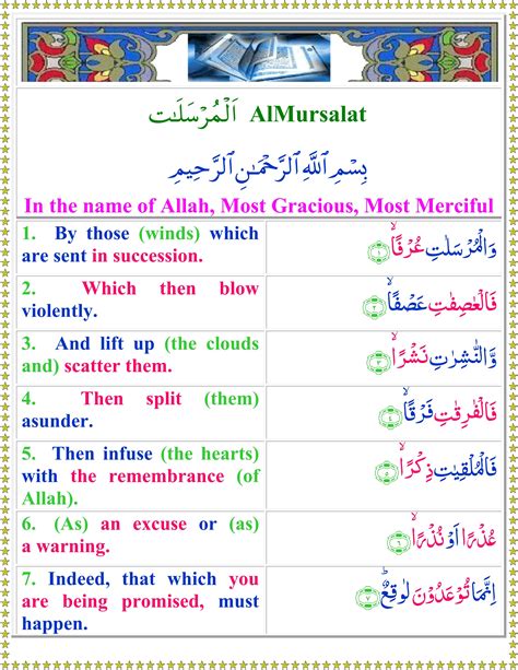 The noble qur'an english translation of. Read Surah Al Mursalat With English Translation - Quran o ...