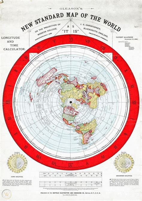 Flat Earth Map Gleasons 1892 New Standard Map Of The World Large 23