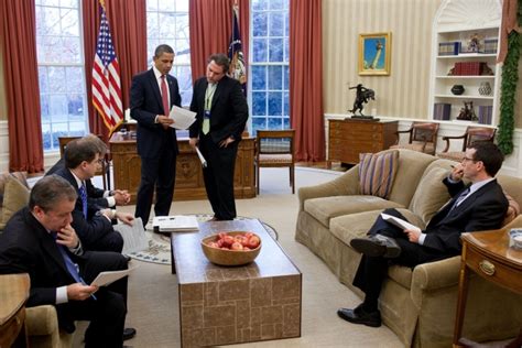 President Obama Works With Advisors In The Oval Office The White House