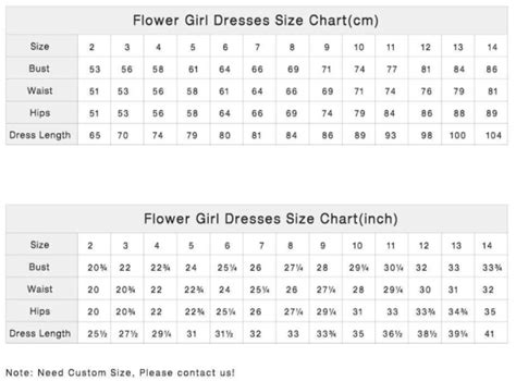 Flower Girl Dress Size Chart Misaislestyle