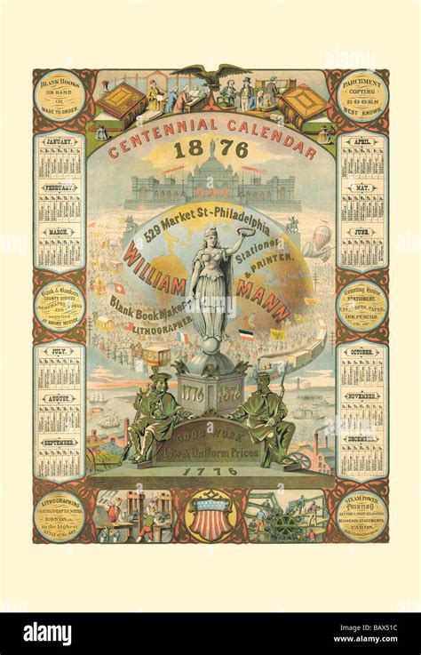 William Mann 1876 Centennial Calendar Stock Photo Alamy