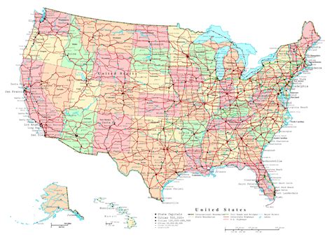Large Detailed Administrative Map Of The Usa With Highways And Major