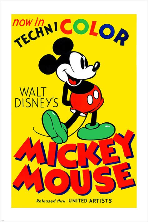Vintage Mickey Mouse Ad Poster Colorful Classic Kid Friendly Etsy