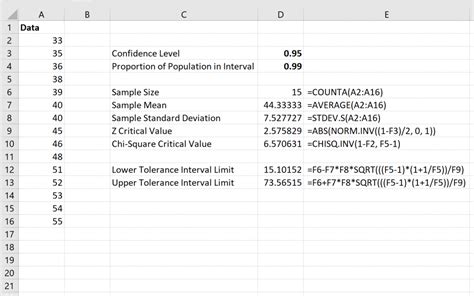 How To Calculate A Tolerance Interval In Excel Statology