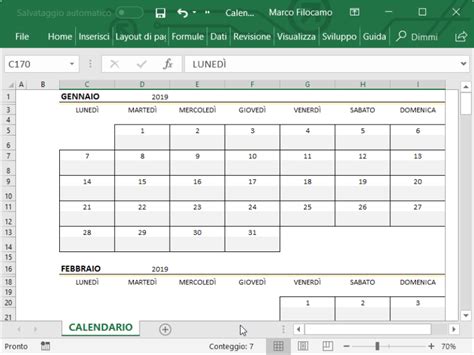 Calendario Excel 2019 Excel Per Professionisti