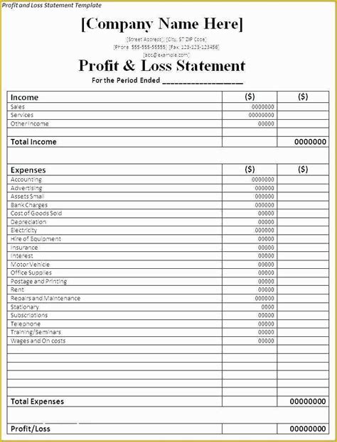 Restaurant Profit And Loss Statement Excel Template Free 2023