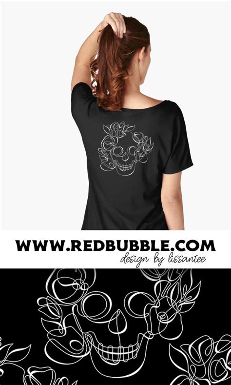 Shop Relaxed Fit T Shirt With Continuous Line Skull With Poppies Print