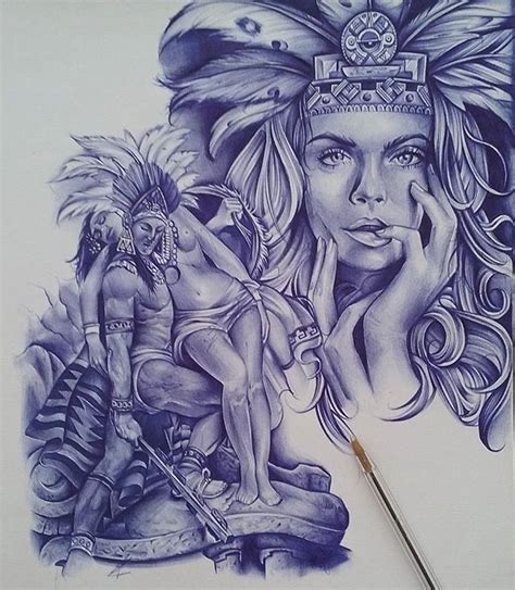 Azteca Chicano Art Tattoos Aztec Drawing Mexican Art Tattoos