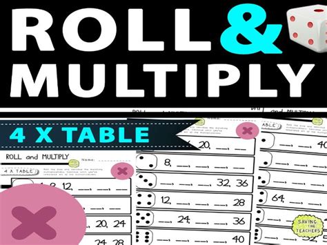 Roll And Multiply Multiplication Dice Game 4 Times Table Teaching