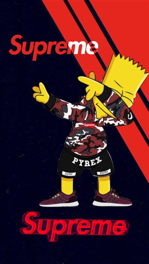 Download Supreme Bart Simpson Red Art Wallpaper