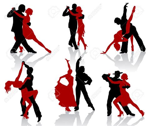 silhouettes of the pairs dancing ballroom dances tango royalty free cliparts vectors and