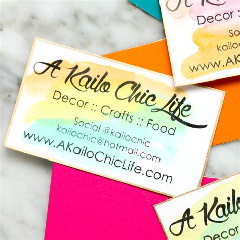 Mighty, 3.5 x 2.5 business card. DIY It - Watercolor Business Cards - A Kailo Chic Life