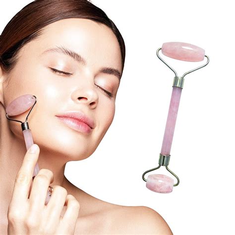 rose quartz facial massage roller for face massage anti aging anti wrinkle beauty skincare tool