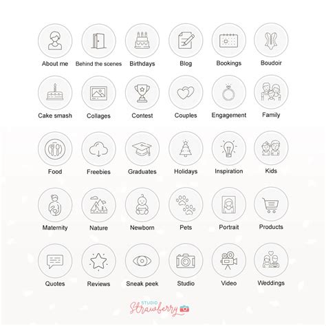 Instagram Story Highlight Icons For Photographer Strawberry Kit