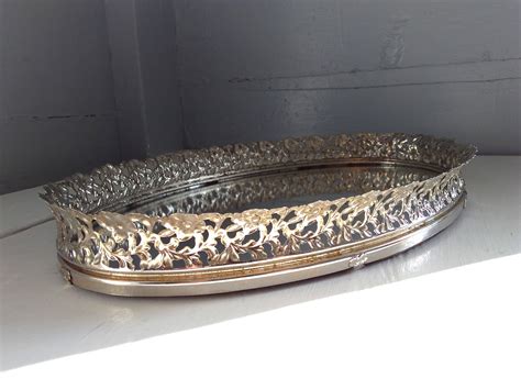 Burnished silver mirror vanity tray. Vintage, Mirror, Mirrored Tray, Vanity Mirror, Vanity Tray ...