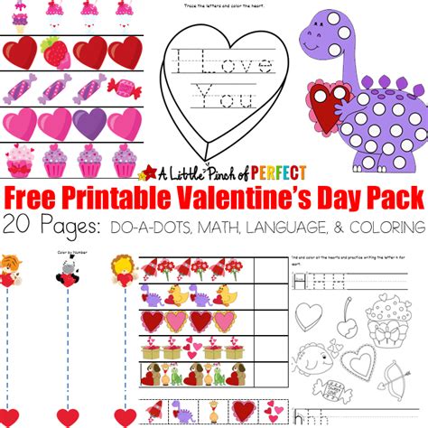 Free Valentines Day Printable Activity Pack 20 Pages Math And Language