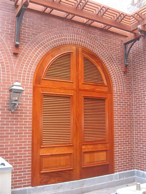 Handmade Solid Mahogany Arched Louvered Doors By Taghkanic Woodworking