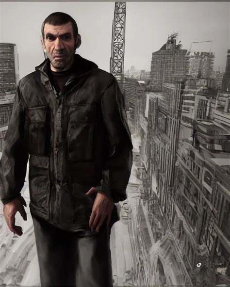 Portrait Photo Still Of Real Life Niko Bellic From Gta Stable