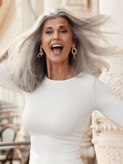 claudia maria visage international model agency zurich grey hair old long white hair silver