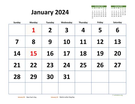 Monthly 2024 Calendar With Extra Large Dates