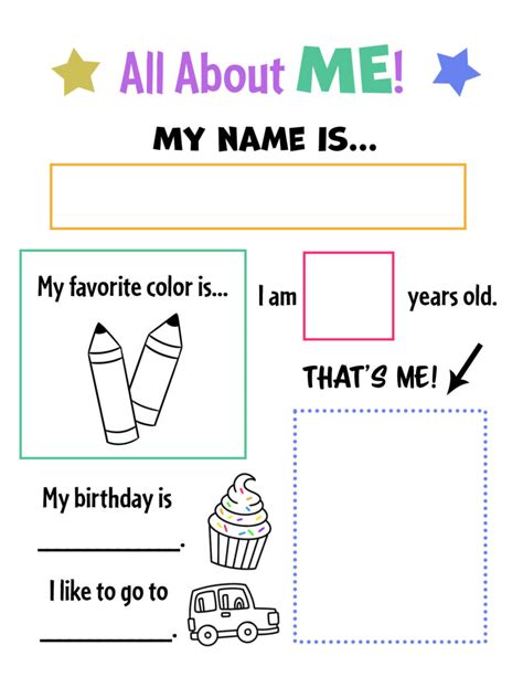 Printable All About Me Pack For Preschool And Kindergarten Worksheets