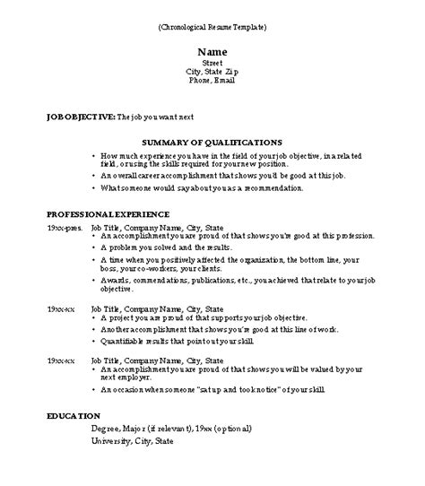 Expert hacks for writing the. Chronological Resume Template | Chronological resume ...
