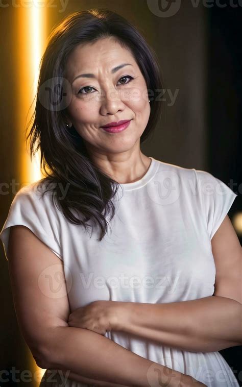 Portrait Photo Of Beautiful Middle Aged Adult Asian Woman Generative Ai Stock Photo At