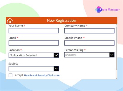 Visitor Registration App Check In Screen | Room Manager Office 365