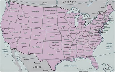 Mapa Completo Dos Estados Unidos Da América Eua