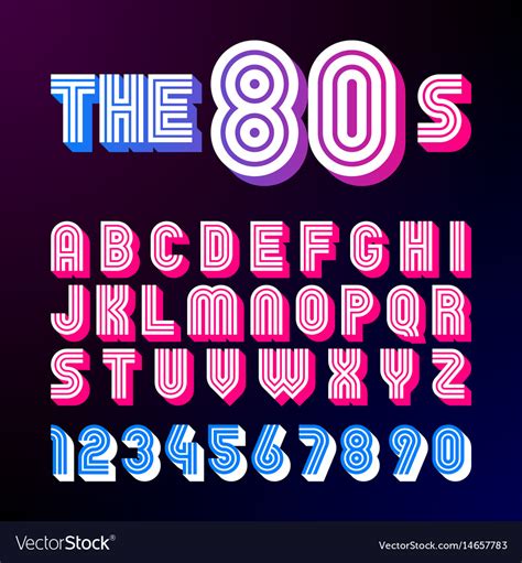 Eighties Style Retro Font Royalty Free Vector Image