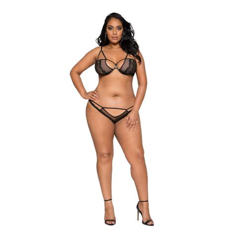 roma costume plus size sheer mesh and lace bra set