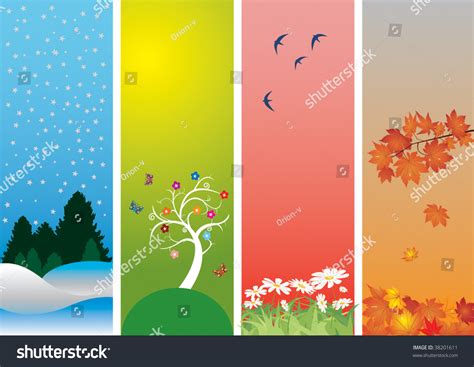 Four Seasons Winter Spring Summer Autumn Stock Vector Royalty Free