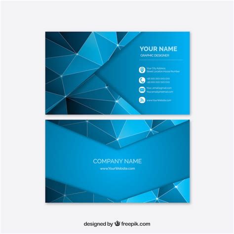 Free Vector Corporate Polygonal Card In Blue Color