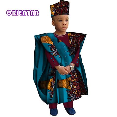 African Clothes Kids Boy Tops And Pants Head Wrap African Print Long
