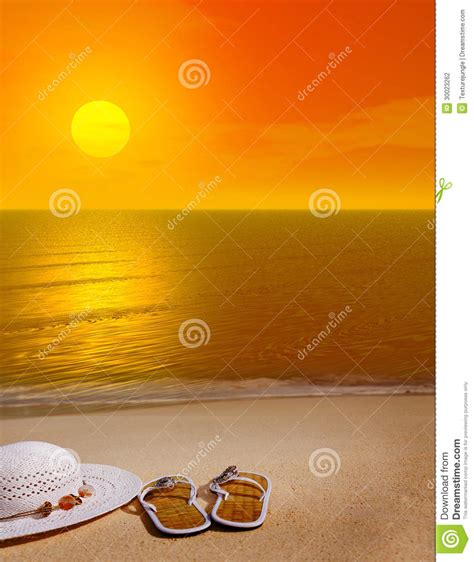 Orange Sunset On Beach Stock Photo Image Of Background 30023262