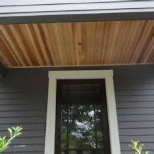 So, we decided to cover it with a cedar plank ceiling using cedar planks from cedarsafe. Cedar plank porch ceiling | Farmhouse exterior, House ...